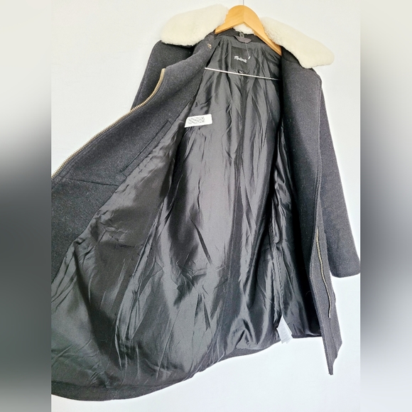 Madewell Women's Eldridge Zip Coat Insuluxe Wool/Cashmere Blend Black/White XS - Picture 6 of 16
